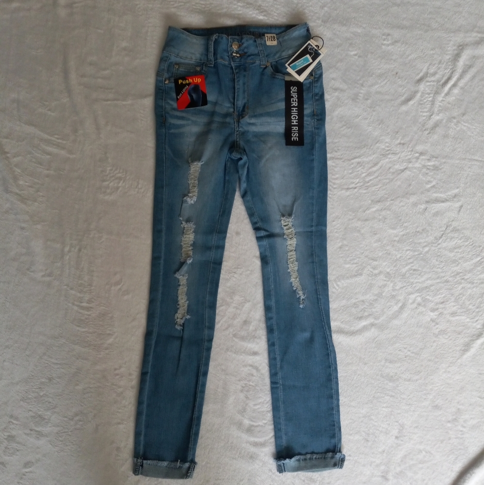 New with tag skinny jeans push up super high rise blue republic size 7